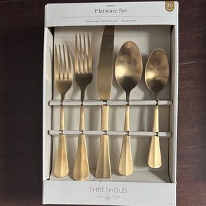 20pc Sussex Flatware Set Gold - Threshold™: Gold Silverware Set